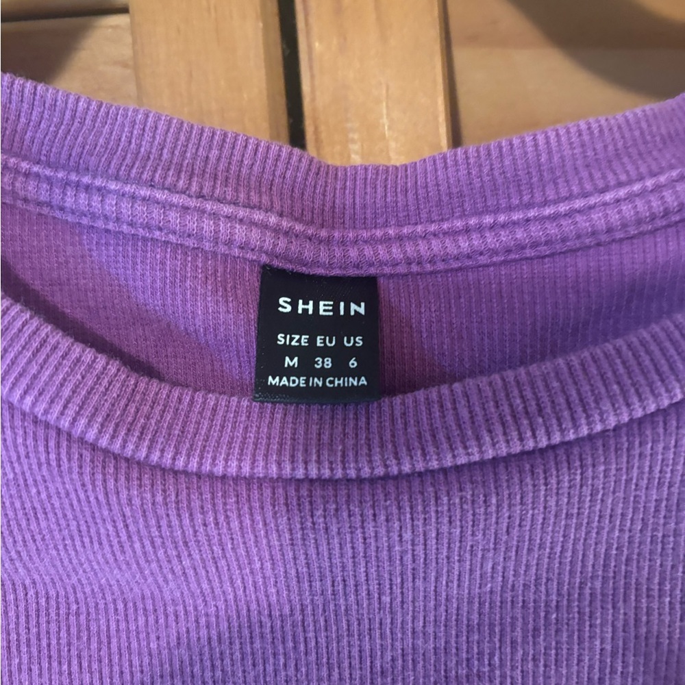 SHEIN Lavender Pearl Ribbed Top - Picture 2 of 5